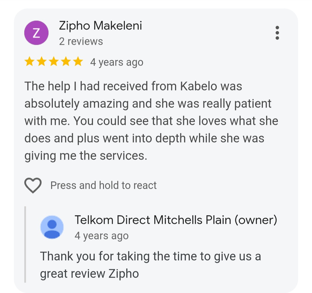 Telkom Customer Review 1
